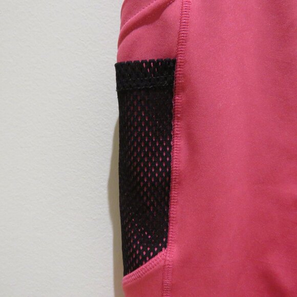POP FIT Mesh Fishnet Pocket 7/8 Length Leggings in Pink Athleisure Gym Workout - Picture 12 of 13